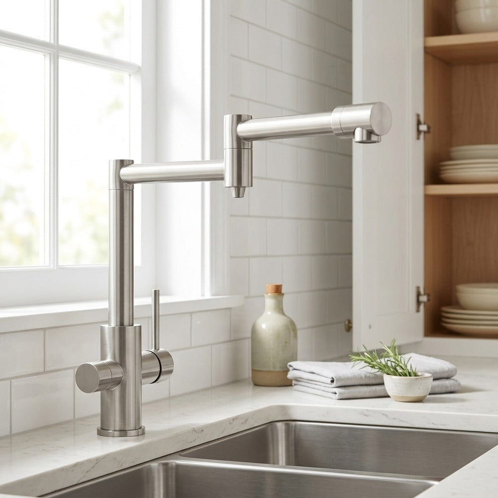 Lagomel single-hole two-handle kitchen faucet, set in a Traditional/Classic/Vintage/Retro kitchen