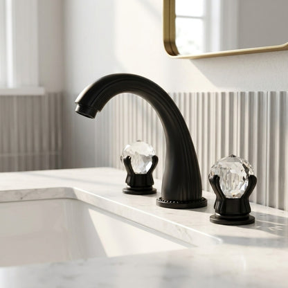 Lagomel double-handle widespread bathroom faucet, set in a Vintage/Retro/Traditional/Classic bathroom