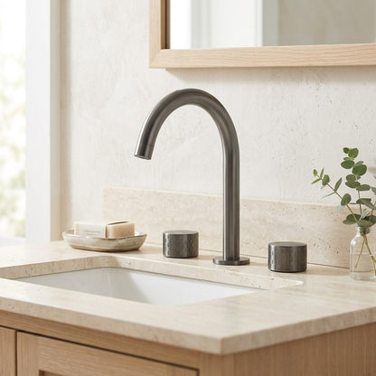 Lagomel widespread bathroom faucet, set in a Modern/Contemporary bathroom