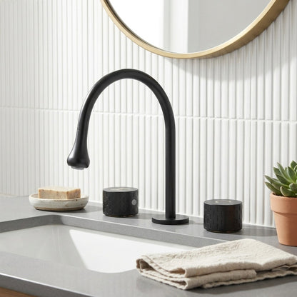 Lagomel widespread bathroom faucet, set in a Modern/Contemporary bathroom