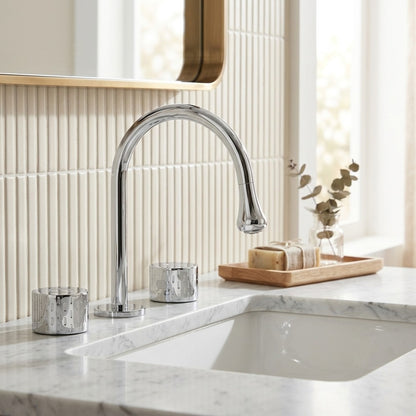 Lagomel widespread bathroom faucet, set in a Modern/Contemporary bathroom