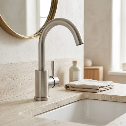 Lagomel single-hole bathroom faucet, set in a Traditional/Classic bathroom