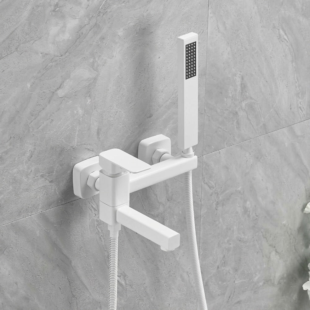 Lagomel single-handle wall-mount tub filler, set in a Modern/Contemporary/Minimalist bathroom
