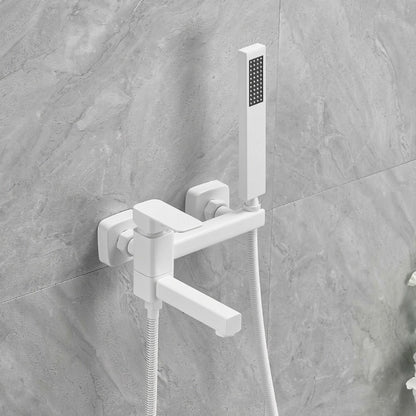 Lagomel single-handle wall-mount tub filler, set in a Modern/Contemporary/Minimalist bathroom