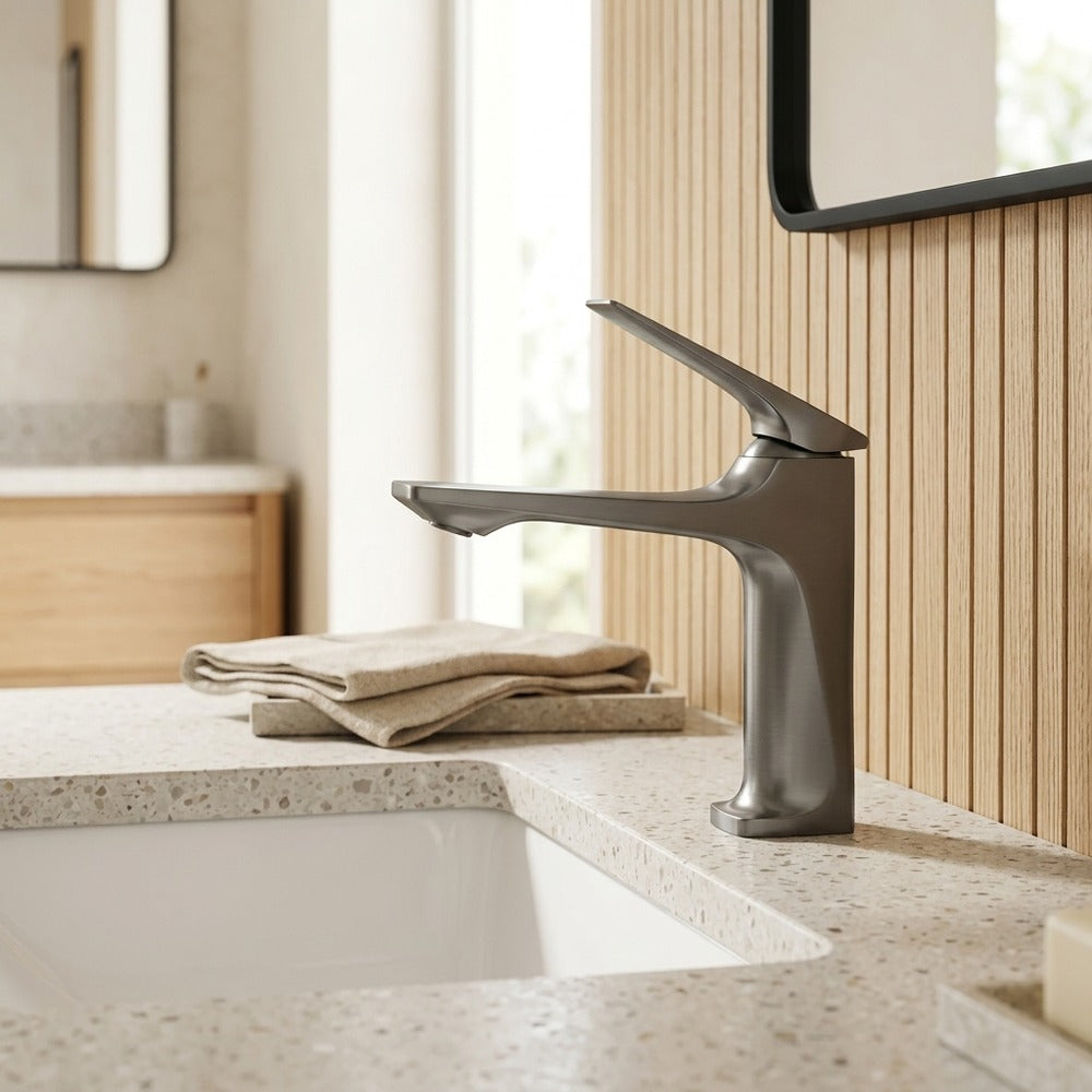 Lagomel single-hole bathroom faucet, set in a Traditional/Classic bathroom