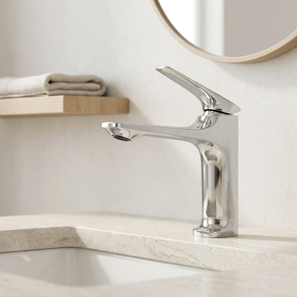 Lagomel single-hole bathroom faucet, set in a Traditional/Classic bathroom