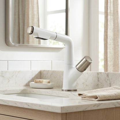 Lagomel pull-out single-hole bathroom faucet, set in a Traditional/Classic/Vintage/Retro bathroom