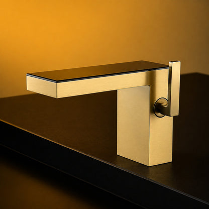 Modern Waterfall Bathroom Faucet, Single-Handle Brass Basin Faucet, Chrome / Brushed Gold / Matte White