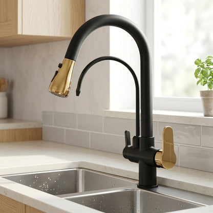 Lagomel pull-down kitchen faucet, set in a Modern/Contemporary kitchen