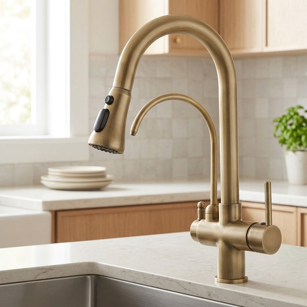 Lagomel pull-down kitchen faucet, set in a Modern/Contemporary kitchen