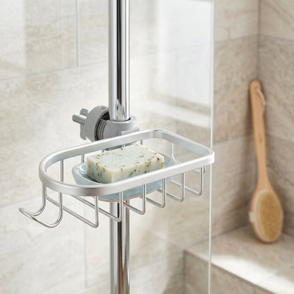 Lagomel shower shelf in matte black, stainless steel, set in a Modern/Contemporary bathroom