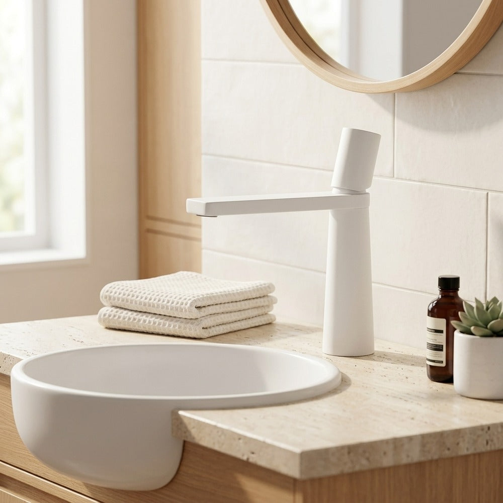 Lagomel single-hole bathroom faucet, set in a Traditional/Classic bathroom