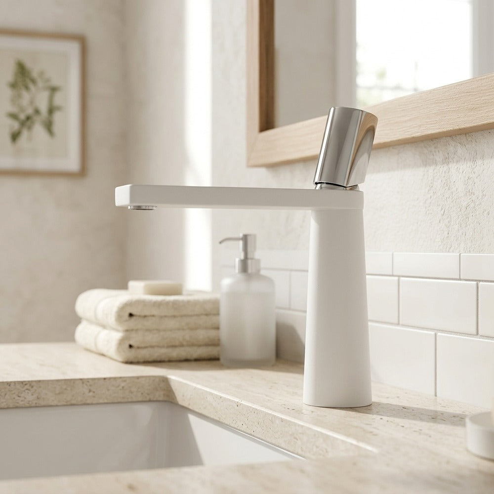 Lagomel single-hole bathroom faucet, set in a Traditional/Classic bathroom