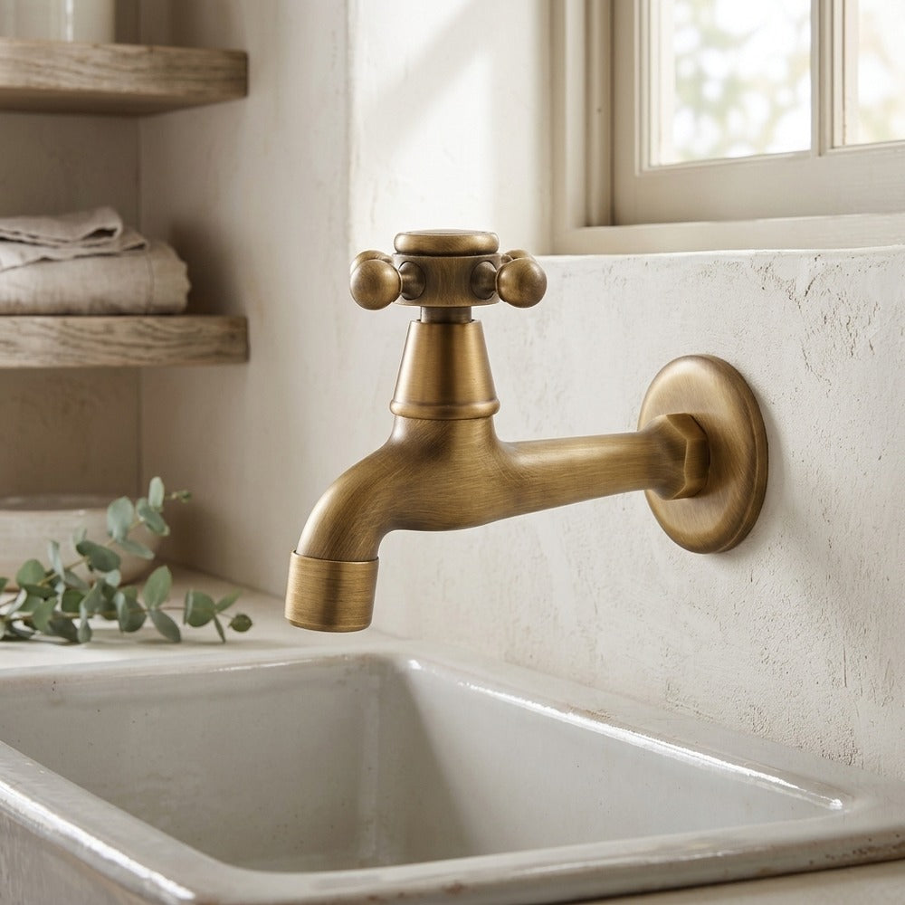 Lagomel wall-mounted washing machine faucet, set in a Traditional/Classic/Rustic/Industrial bathroom
