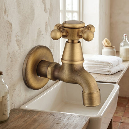 Lagomel wall-mounted washing machine faucet, set in a Traditional/Classic/Rustic/Industrial bathroom