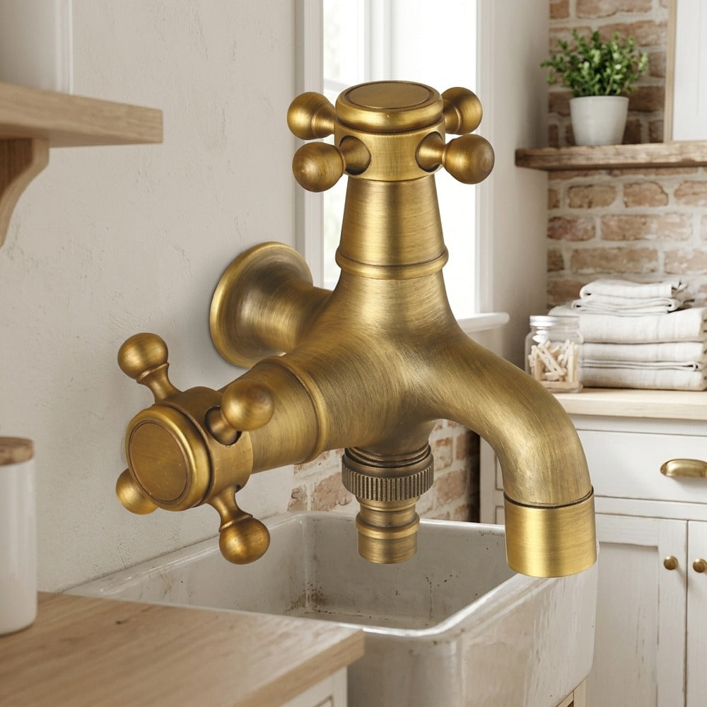 Lagomel wall-mounted washing machine faucet, set in a Traditional/Classic/Rustic/Industrial bathroom