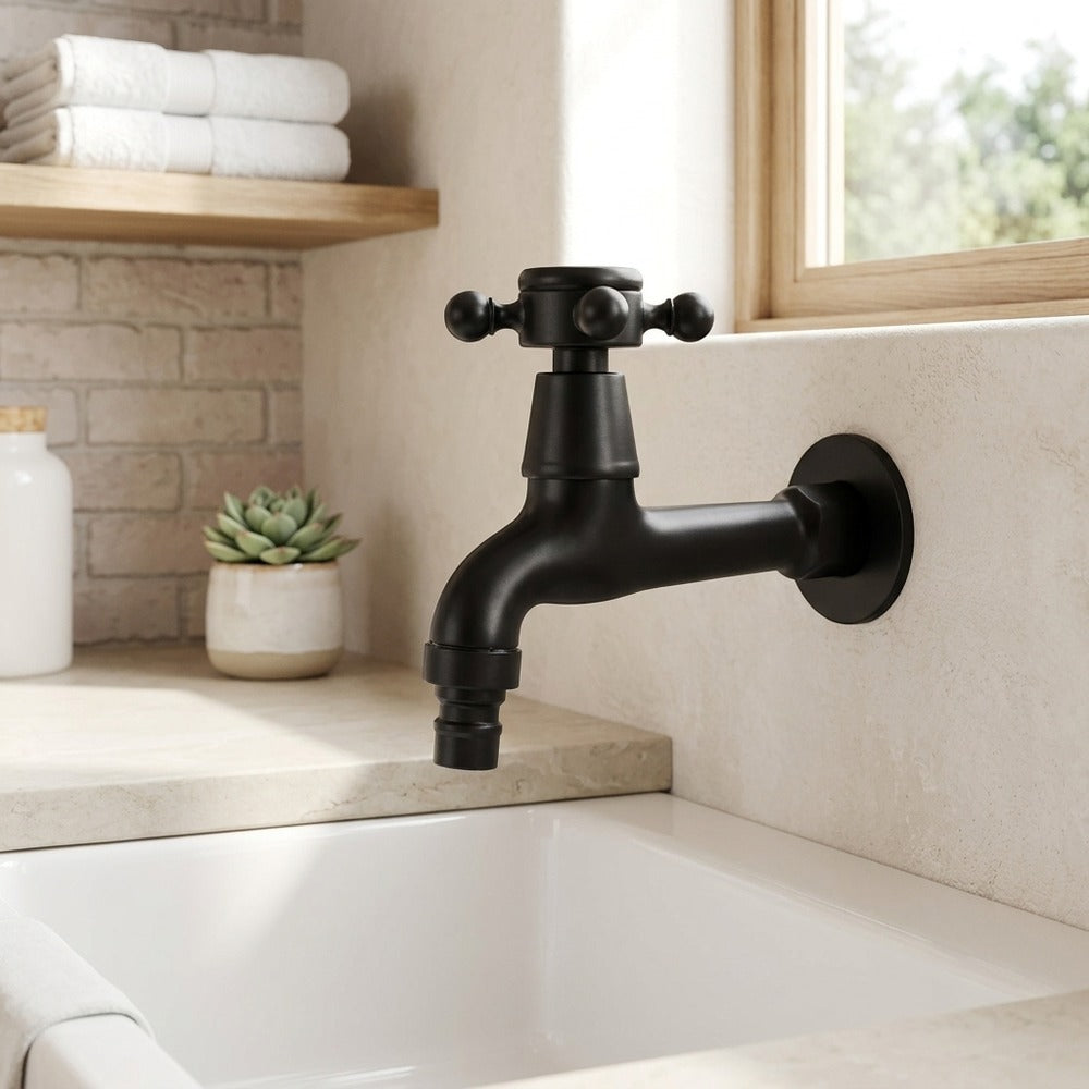 Lagomel wall-mounted washing machine faucet, set in a Traditional/Classic/Rustic/Industrial bathroom