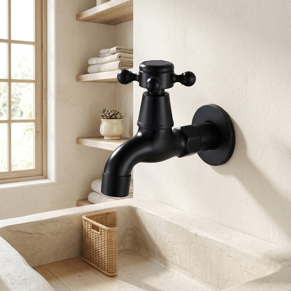 Lagomel wall-mounted washing machine faucet, set in a Traditional/Classic/Rustic/Industrial bathroom