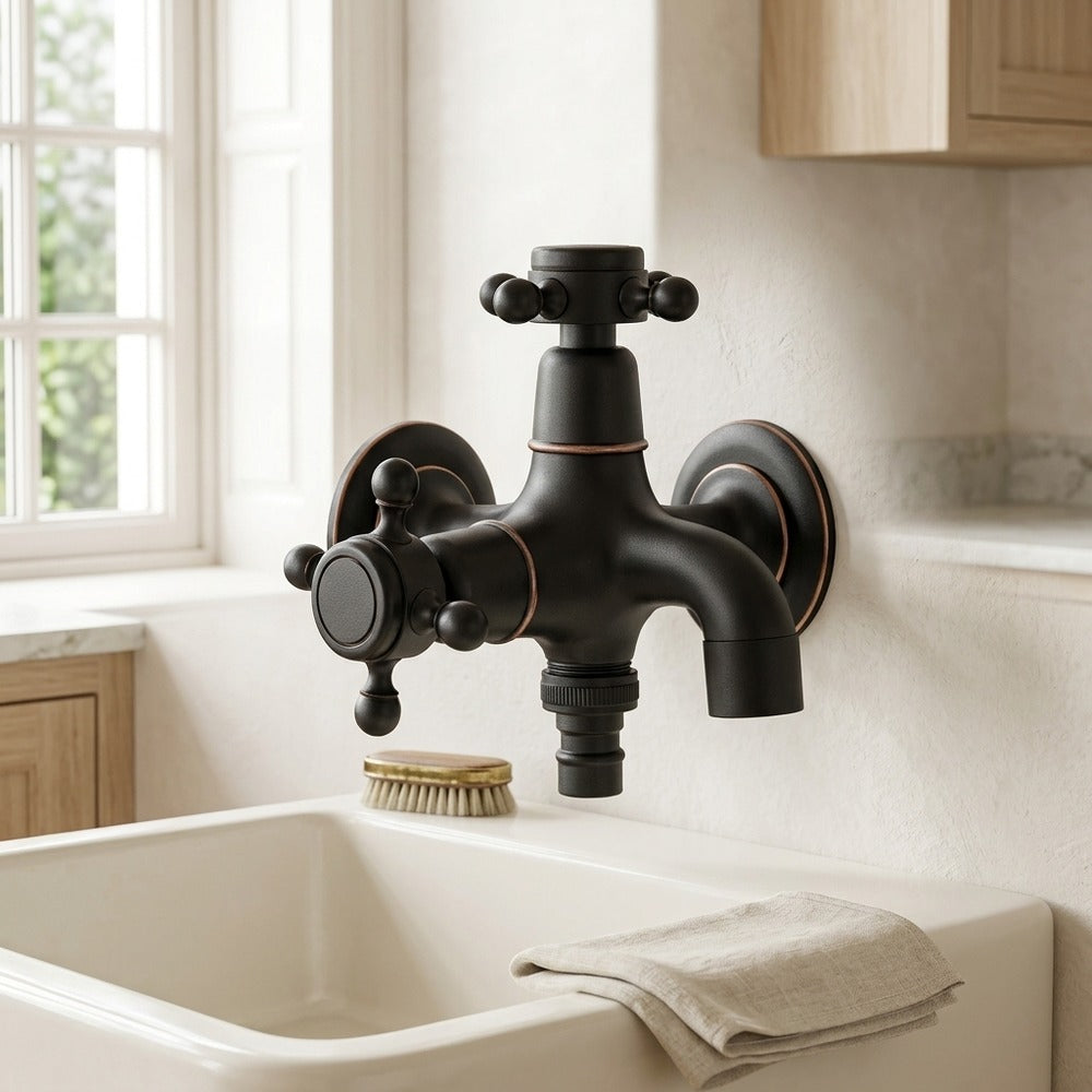 Lagomel wall-mounted washing machine faucet, set in a Traditional/Classic/Rustic/Industrial bathroom