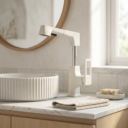 Lagomel pull-out single-hole bathroom faucet, set in a Traditional/Classic/Vintage/Retro bathroom