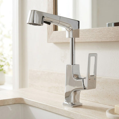 Lagomel pull-out single-hole bathroom faucet, set in a Traditional/Classic/Vintage/Retro bathroom