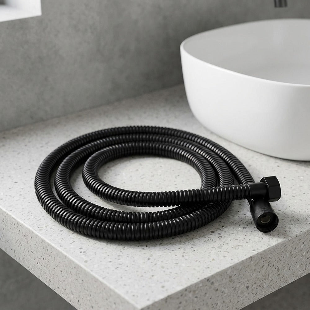 Lagomel shower hose, set in a Contemporary bathroom