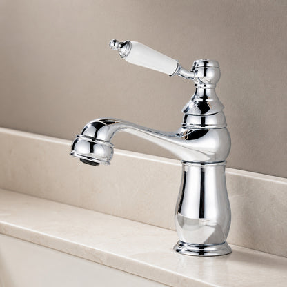 Traditional Single-Hole Bathroom Faucet, Single-Handle Brass Faucet