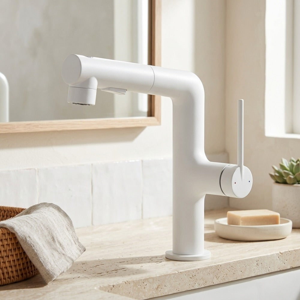 Lagomel pull-out single-hole bathroom faucet, set in a Traditional/Classic/Vintage/Retro bathroom