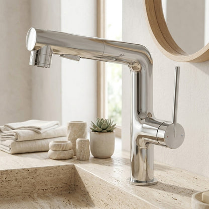 Lagomel pull-out single-hole bathroom faucet, set in a Traditional/Classic/Vintage/Retro bathroom