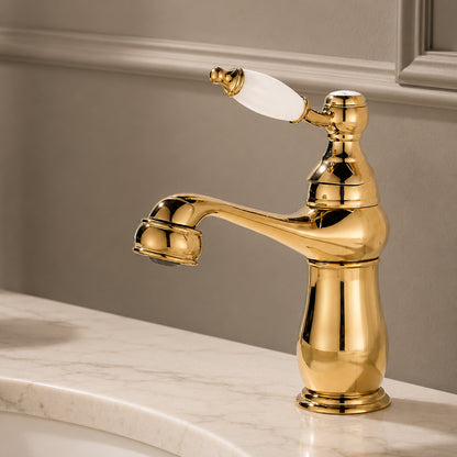 Traditional Single-Hole Bathroom Faucet, Single-Handle Brass Faucet