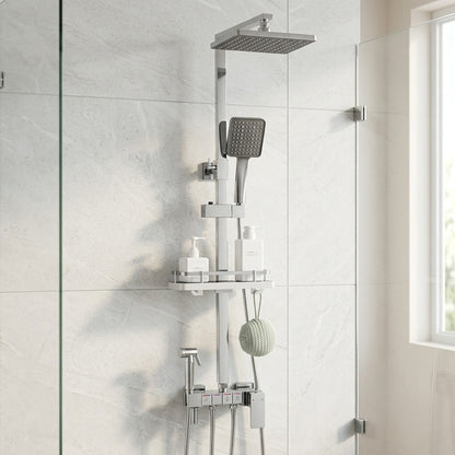 Lagomel wall-mounted tub and shower system, set in a Contemporary bathroom