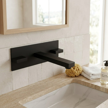 Lagomel wall-mount bathroom faucet, set in a Modern/Minimalist bathroom