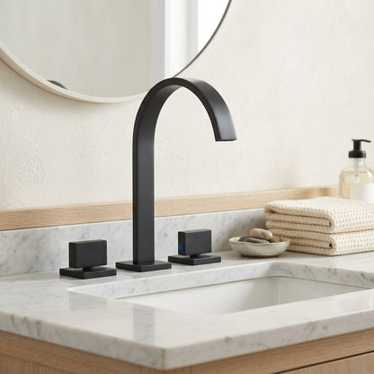 Lagomel widespread bathroom faucet, set in a Modern/Contemporary bathroom
