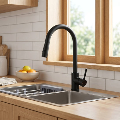 Lagomel single-handle pull-down kitchen faucet, set in a Modern/Contemporary kitchen