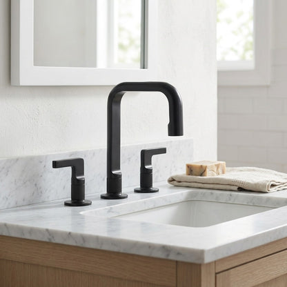 Lagomel two-handle widespread bathroom faucet, set in a Vintage/Retro/Traditional/Classic bathroom
