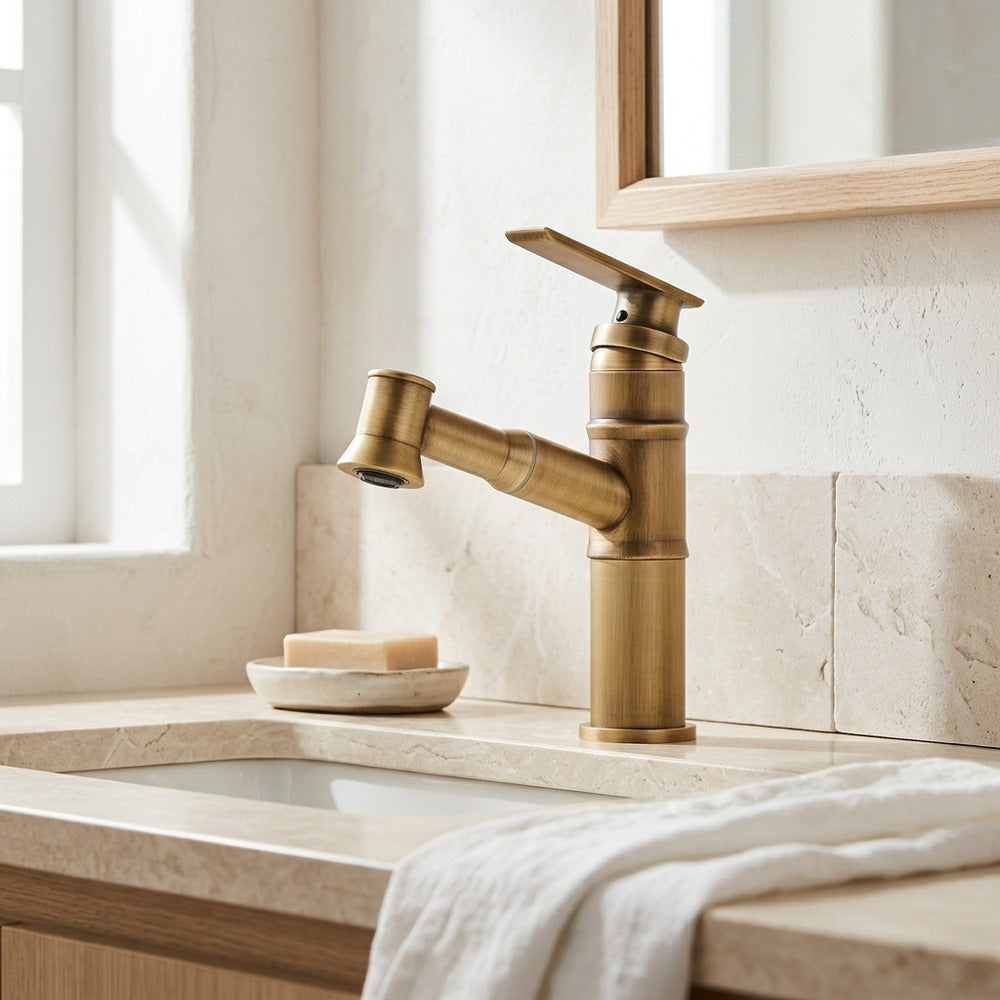 Lagomel pull-out single-hole bathroom faucet, set in a Traditional/Classic/Vintage/Retro bathroom