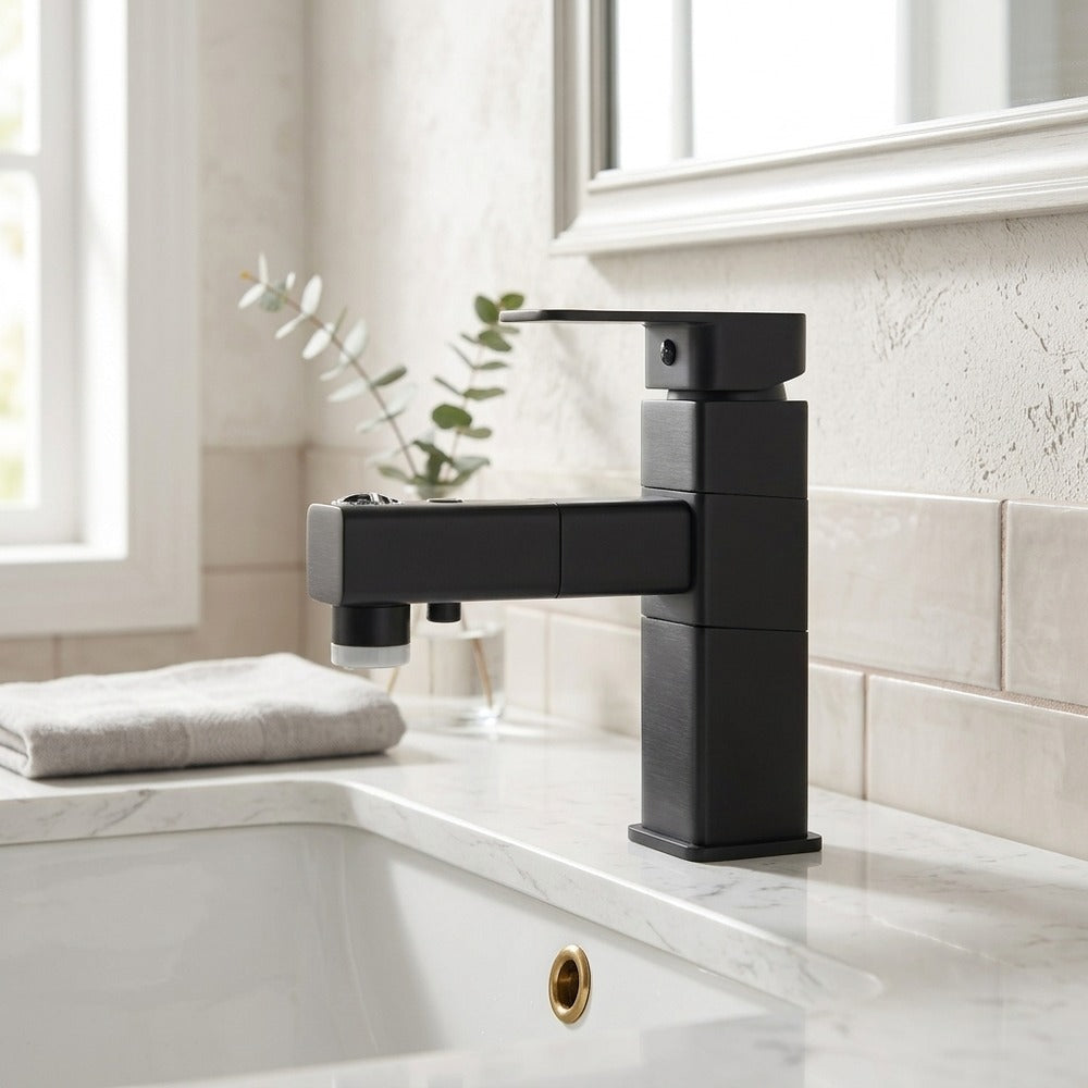 Lagomel pull-out single-hole bathroom faucet, set in a Traditional/Classic/Vintage/Retro bathroom