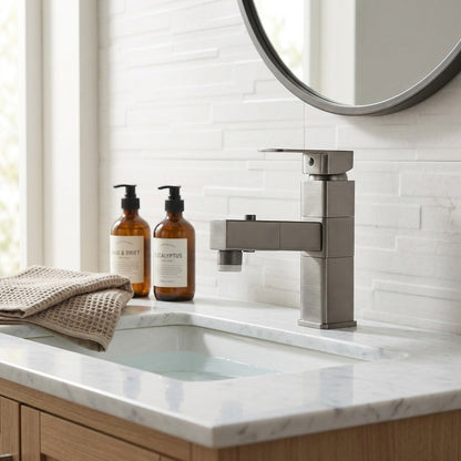 Lagomel pull-out single-hole bathroom faucet, set in a Traditional/Classic/Vintage/Retro bathroom