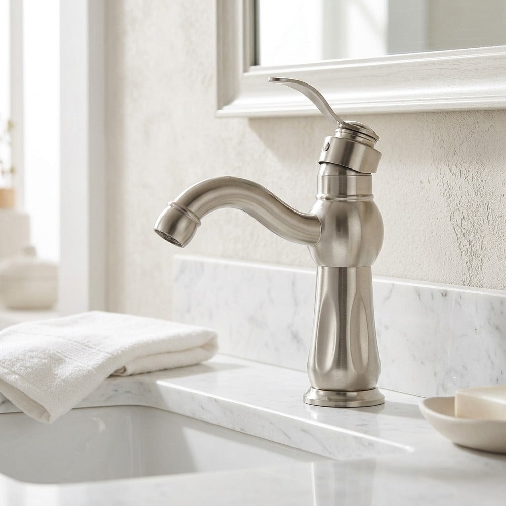 Lagomel single-hole bathroom faucet, set in a Traditional/Classic bathroom