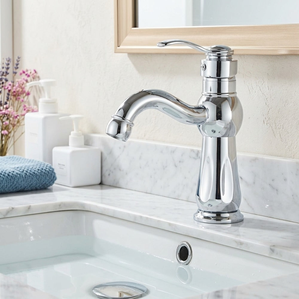 Lagomel single-hole bathroom faucet, set in a Traditional/Classic bathroom