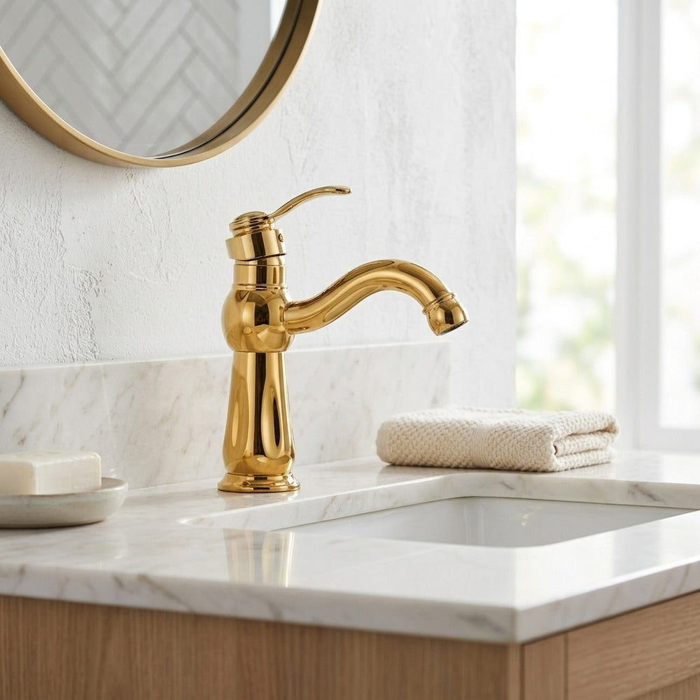 Lagomel single-hole bathroom faucet, set in a Traditional/Classic bathroom