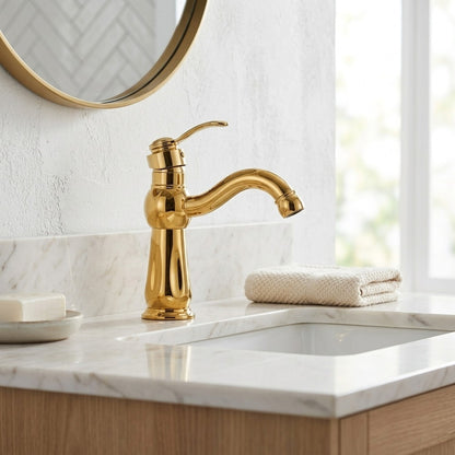 Lagomel single-hole bathroom faucet, set in a Traditional/Classic bathroom