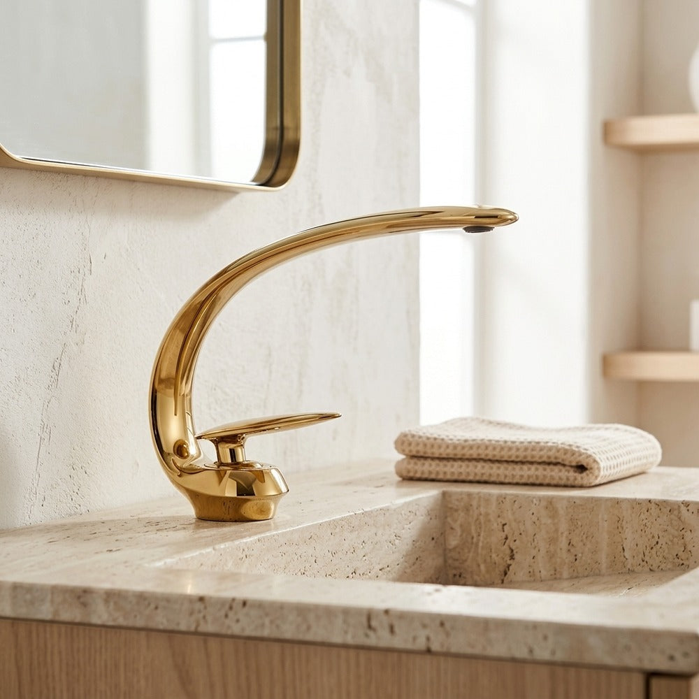 Lagomel single-hole bathroom faucet, set in a Traditional/Classic bathroom