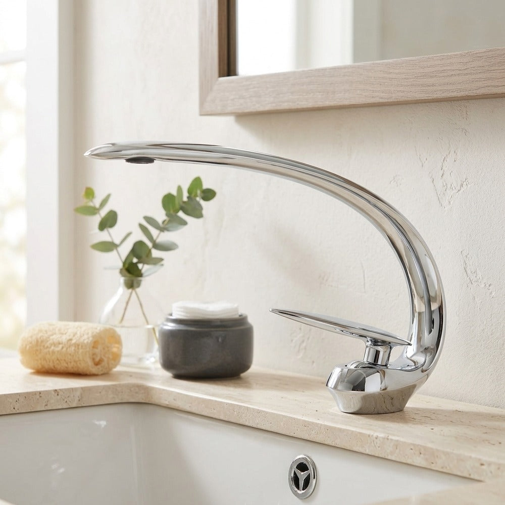 Lagomel single-hole bathroom faucet, set in a Traditional/Classic bathroom