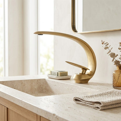 Lagomel single-hole bathroom faucet, set in a Traditional/Classic bathroom