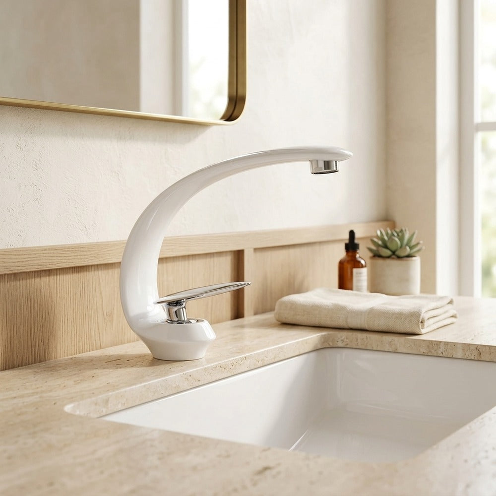Lagomel single-hole bathroom faucet, set in a Traditional/Classic bathroom