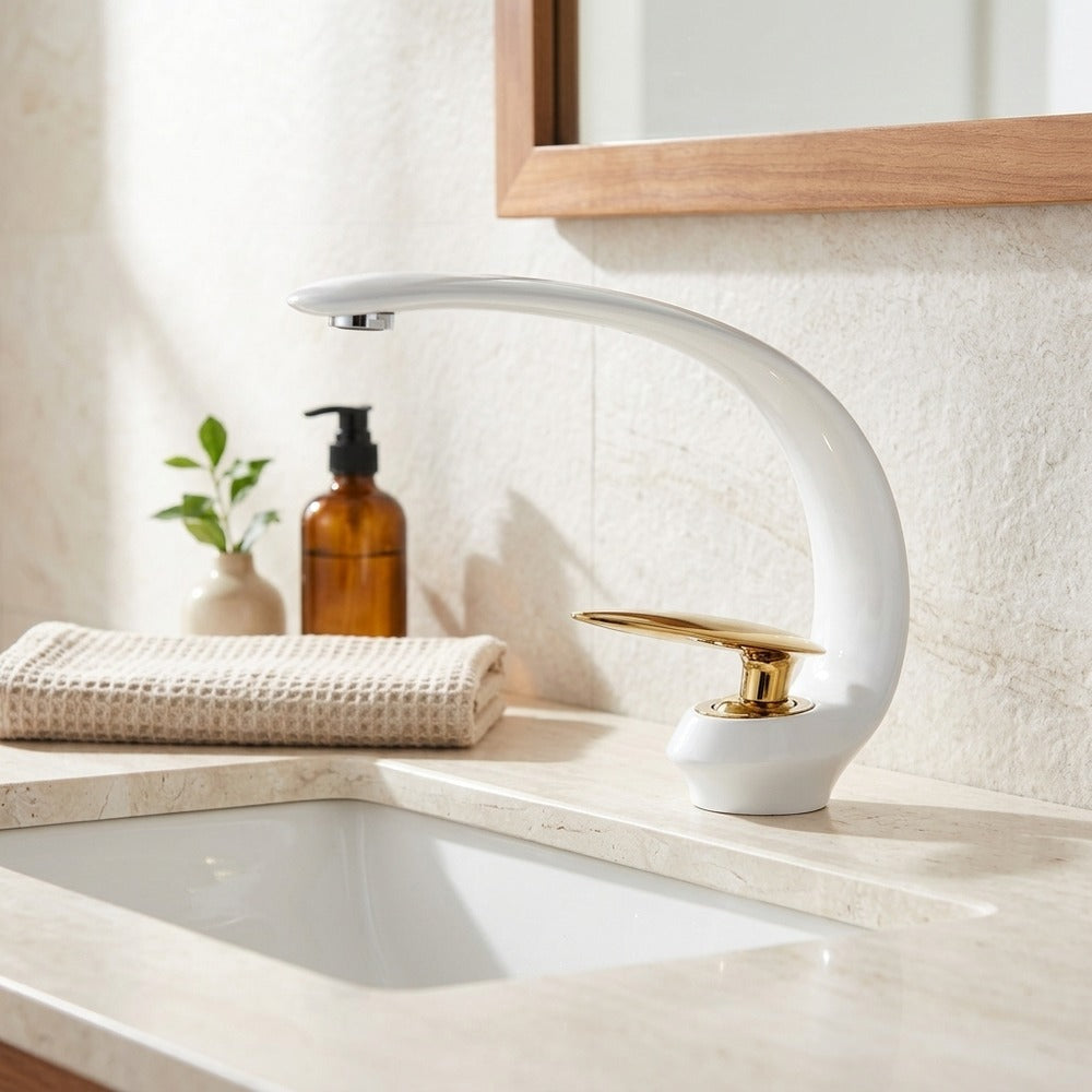 Lagomel single-hole bathroom faucet, set in a Traditional/Classic bathroom