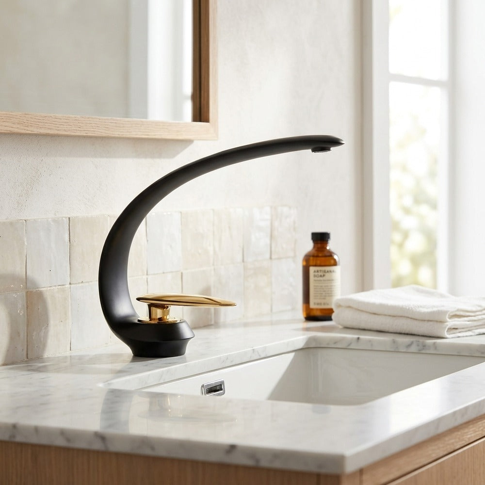Lagomel single-hole bathroom faucet, set in a Traditional/Classic bathroom