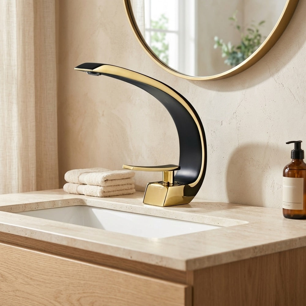 Lagomel single-hole bathroom faucet, set in a Traditional/Classic bathroom