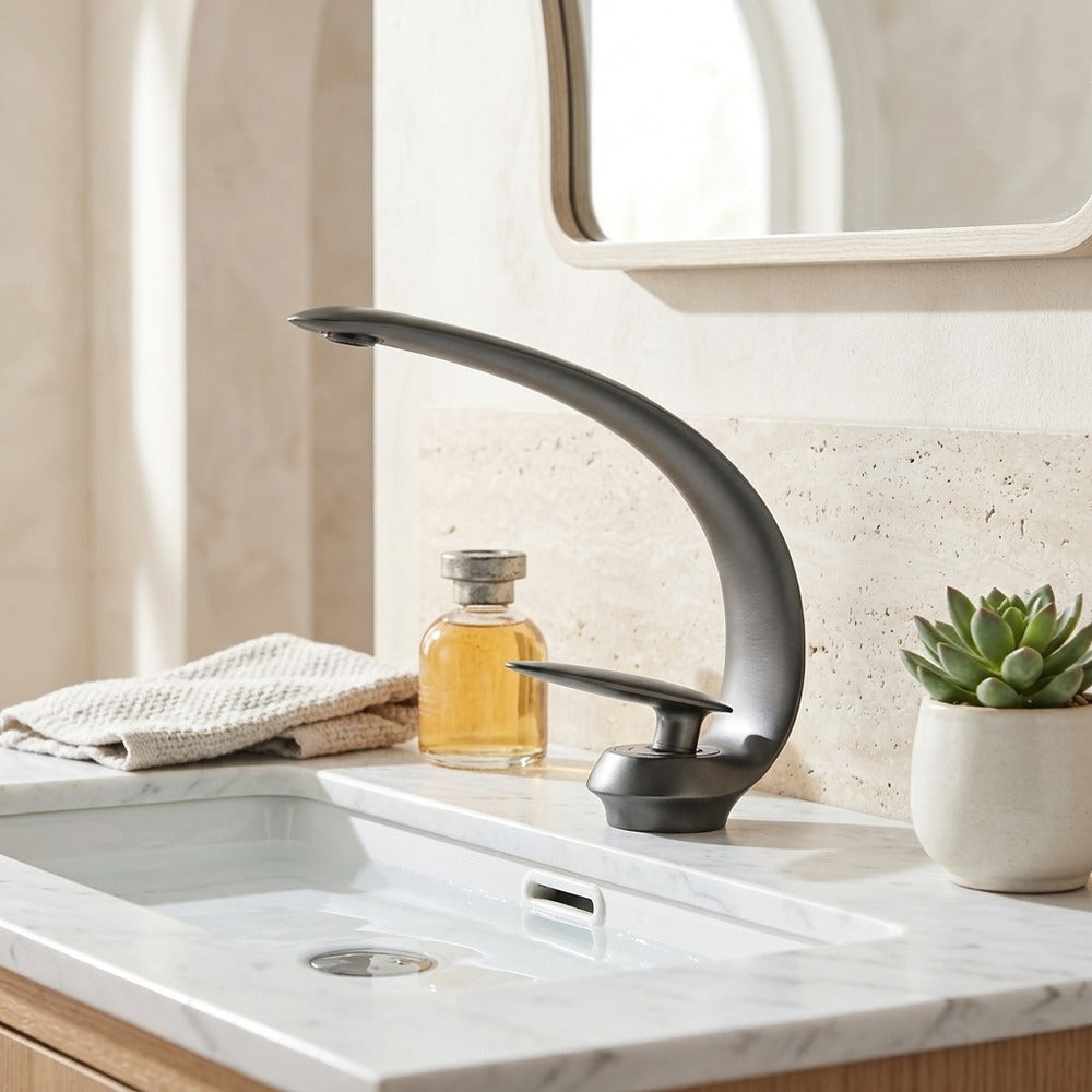 Lagomel single-hole bathroom faucet, set in a Traditional/Classic bathroom